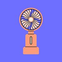 Battery Fan Flat design style, rechargeable mini fan with a modern look, useful for travel designs, energy-saving themes, and home appliance visuals vector