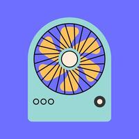 Battery Fan Flat design style, rechargeable mini fan with a modern look, useful for travel designs, energy-saving themes, and home appliance visuals. vector