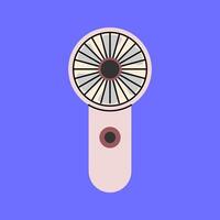 Mini Fan Flat style, tiny electric fan with a sleek shape, perfect for summer graphics, personal cooling ads, and lifestyle illustrations. vector