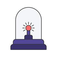 Emergency Siren Flat design style, blue siren light on a base, symbolizing urgent response and law enforcement, perfect for security illustrations, police graphics, and emergency alert designs. vector
