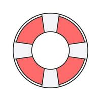 Lifebuoy Flat design style, red and white floating ring, representing water rescue and safety, great for emergency service illustrations, lifeguard graphics, and marine safety projects. vector