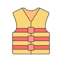 Life Vest Flat design style, yellow and orange flotation vest, symbolizing water safety, ideal for maritime rescue graphics, lifeguard illustrations, and boating safety materials. vector