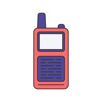 Walkie Talkie Flat design style, blue and red handheld radio, representing communication in emergency services, perfect for security illustrations, rescue team graphics, and police operations. vector