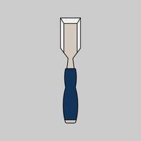 Chisel Flat design style, a sharp-edged hand tool with a sturdy handle, ideal for woodworking, carving, and construction-related illustrations. vector