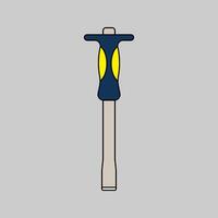 Cold Chisel Flat design style, a hardened steel tool with a beveled edge for cutting metal, ideal for construction, metalworking, and workshop-related illustrations. vector