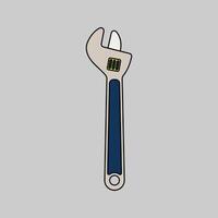 Monkey Wrench Flat design style, a versatile gripping tool with an adjustable jaw, widely used in plumbing, automotive, and mechanical repair graphics. vector