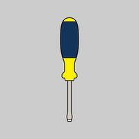Screwdriver Flat design style, a manual hand tool with a flat-tip, commonly used in repair, assembly, and maintenance-themed graphics. vector