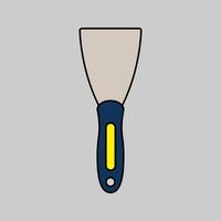 Scraper Flat design style, a small hand tool with a sharp edge, useful for removing paint, adhesives, and cleaning surfaces in renovation-themed designs. vector
