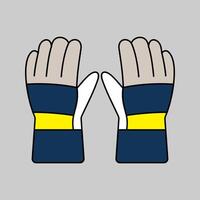 Work Gloves Flat design style, protective gloves with reinforced padding, essential for safety illustrations in construction, repair, and industrial work. vector