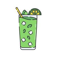 Mint Lime Drink Flat design style, green beverage with lime slice and mint, excellent for spa menus, wellness ads, and refreshing drink design elements. vector