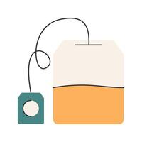 Tea Bag Flat design style, tea bag with string, symbolizes calm and refreshment, great for cozy drink or relaxation themes. vector