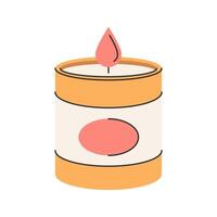Candle Flat design style, scented candle in a jar, symbolizing warmth and calm, perfect for relaxation or aesthetic design scenes. vector