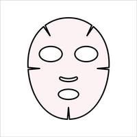 Face Mask Flat design style, white sheet face mask, symbolizing skincare routine, ideal for beauty treatment and self-care graphics. vector