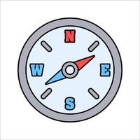 Compass Tool Flat design style, drawing compass icon, representing measurement and geometry, ideal for education and mapping visuals. vector