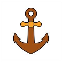 Anchor Flat design style, brown anchor icon, representing maritime navigation or ocean travel, ideal for sea-themed or nautical graphics. vector