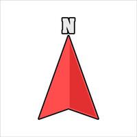 Compass Arrow Flat design style, red compass pointer, symbolizing north direction, perfect for travel, maps, and navigation designs. vector
