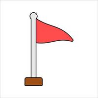 Flag Flat design style, red standing flag, symbolizing destination, location, or achievement, ideal for map markers or adventure graphics. vector