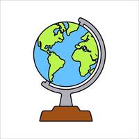 Globe Flat design style, educational world globe icon, representing global learning, perfect for school, travel, and geography themes. vector