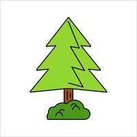 Pine Tree Flat design style, green pine tree icon, representing forest or nature, perfect for ecology, outdoor, and geography visuals. vector