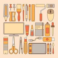 Graphic design Tool icon set. Equipment for art and graphics, creativity and creation, digital creativity. vector