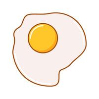 Fried egg with a heart shaped white and round yolk. vector