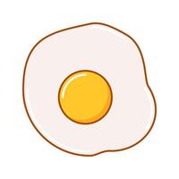 Top down view of a fried egg with a thick, bright yolk. vector