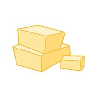 Three uneven butter cubes stacked casually. vector
