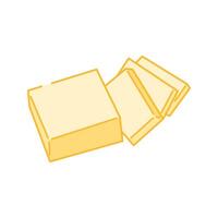 Isometric block of butter with a slice tilted forward. vector