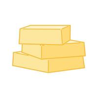 Two layered butter blocks in a clean stack formation. vector