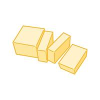 Mixed small and medium butter slices arranged in a row. vector
