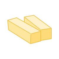 Twin rectangular butter blocks placed side by side. vector