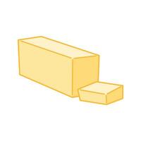 Rectangular butter block with a single square slice at the front. vector