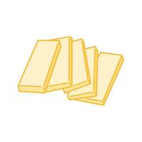 Multiple flat butter slices layered with dynamic tilt. vector