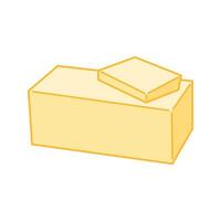 Large butter slab with a smaller piece resting on top. vector