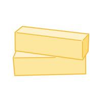 Two butter bars stacked neatly, viewed from a top angle. vector