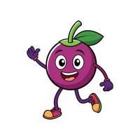 Joyful cartoon fruit character running and waving hello vector