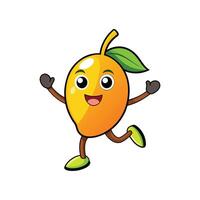Happy cartoon mango character running isolated on white background vector