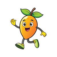 Cheerful mango character waving on white background illustration vector