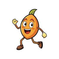 Animated happy fruit character running with a smiling face vector