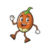 Cartoon hazelnut character waving hello on white background vector