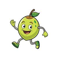 Cheerful lime character running and waving its hand happily vector