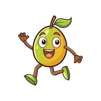 Happy mango character running isolated on a white background vector