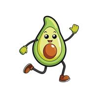 Cartoon avocado character jogging with a cheerful expression vector