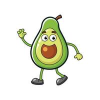 Happy avocado character waving hello isolated on white background vector