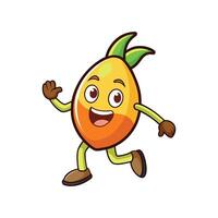 Cartoon Mango Character Running And Smiling Energetically vector