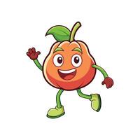 Animated Guava Character Mascot Waving and Walking Forward vector