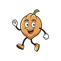 Cartoon loquat character running enthusiastically with a cheerful smile vector