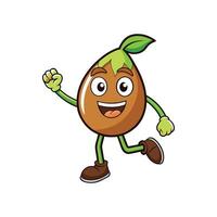 Happy cartoon seed character running joyfully with a smile vector