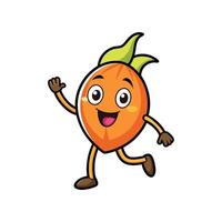 Cartoon apricot character waving hand and running happy vector