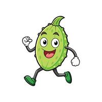 Cartoon zucchini character running happily with friendly expression vector